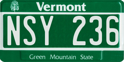 VT license plate NSY236