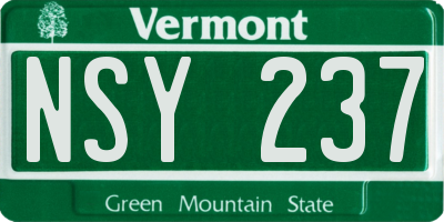 VT license plate NSY237