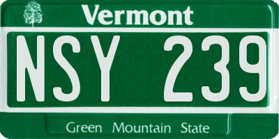 VT license plate NSY239