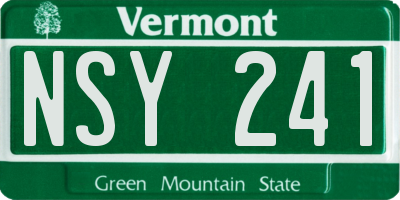 VT license plate NSY241