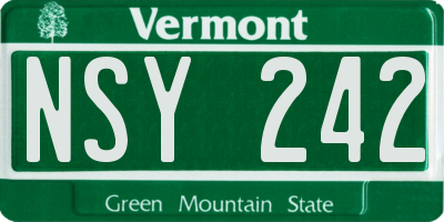 VT license plate NSY242