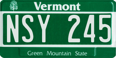 VT license plate NSY245