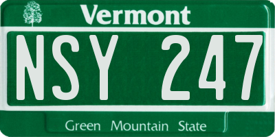 VT license plate NSY247