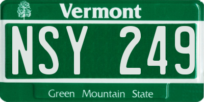 VT license plate NSY249
