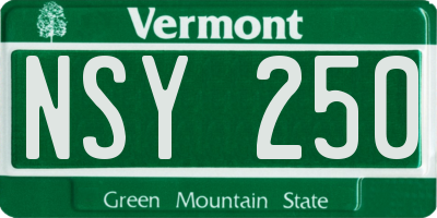 VT license plate NSY250