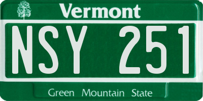 VT license plate NSY251