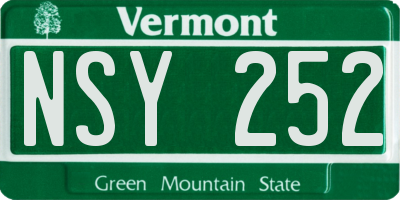 VT license plate NSY252