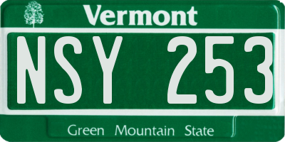VT license plate NSY253
