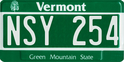 VT license plate NSY254