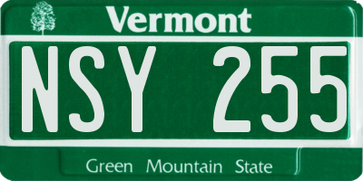 VT license plate NSY255
