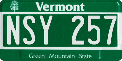 VT license plate NSY257