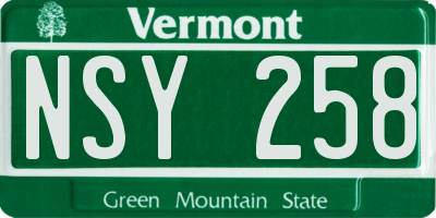 VT license plate NSY258