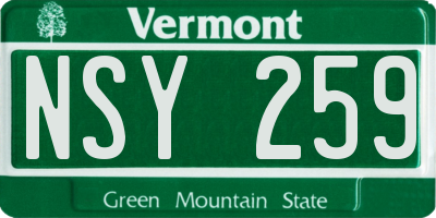 VT license plate NSY259
