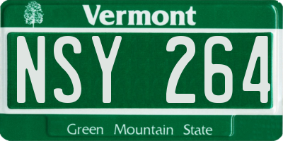VT license plate NSY264