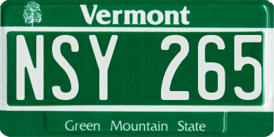 VT license plate NSY265