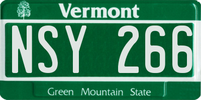 VT license plate NSY266