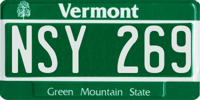 VT license plate NSY269