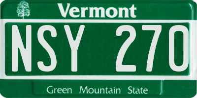 VT license plate NSY270
