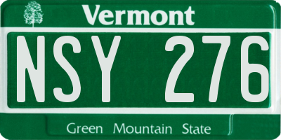 VT license plate NSY276