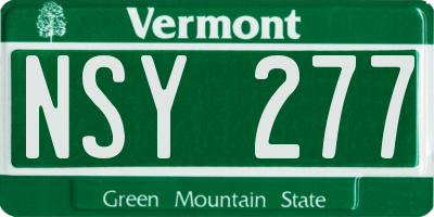 VT license plate NSY277