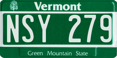 VT license plate NSY279