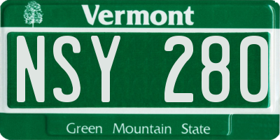 VT license plate NSY280