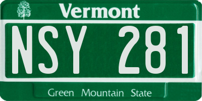 VT license plate NSY281
