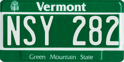 VT license plate NSY282