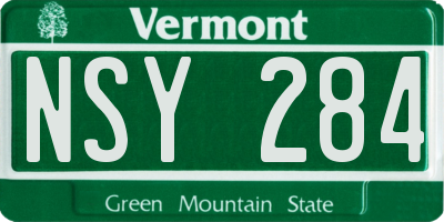 VT license plate NSY284