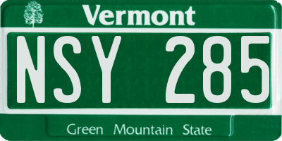 VT license plate NSY285