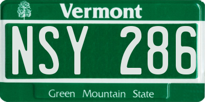 VT license plate NSY286