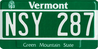 VT license plate NSY287