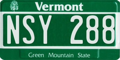 VT license plate NSY288