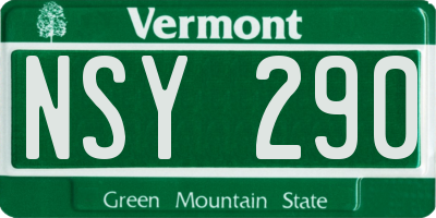 VT license plate NSY290