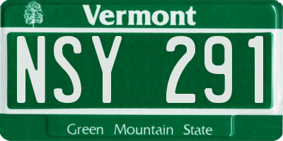 VT license plate NSY291
