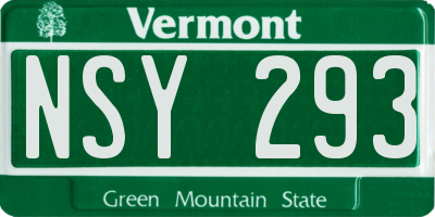 VT license plate NSY293