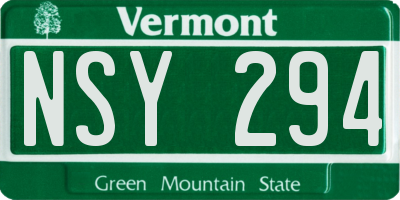 VT license plate NSY294