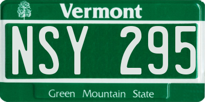 VT license plate NSY295