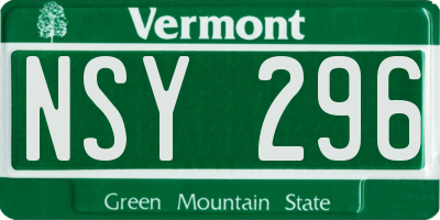 VT license plate NSY296