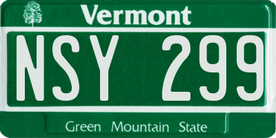 VT license plate NSY299