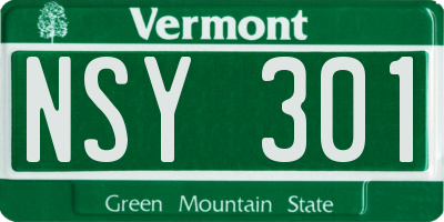 VT license plate NSY301