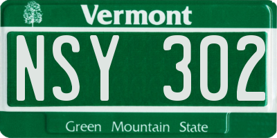 VT license plate NSY302