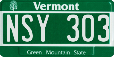 VT license plate NSY303