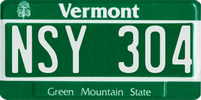 VT license plate NSY304