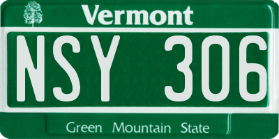 VT license plate NSY306