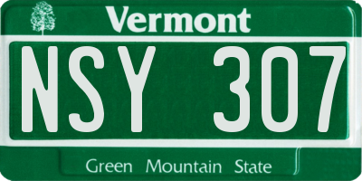 VT license plate NSY307