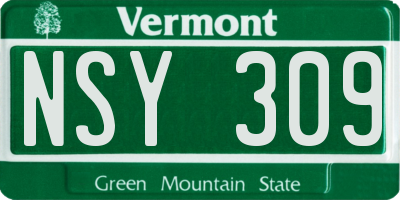 VT license plate NSY309