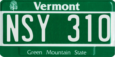 VT license plate NSY310