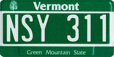 VT license plate NSY311