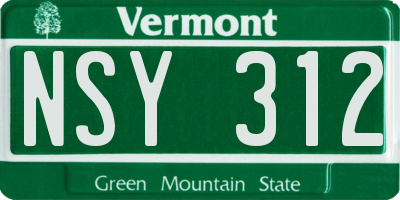VT license plate NSY312